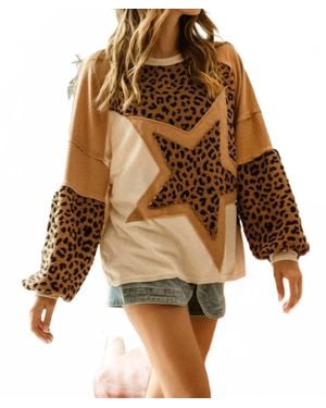 Bibi Jeanna Knit Mixed Top - Brown