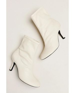 Maeve Round-Toe Sock Boots - Natural