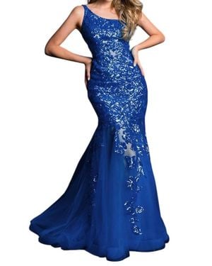 Ava Presley One Shoulder Prom Dress - Blue