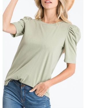 7Th Ray Solid Puff Sleeve Top - Natural