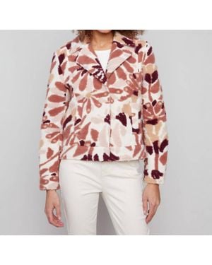 Charlie b Sherpa Flocked Fleece Short Jacket - Pink