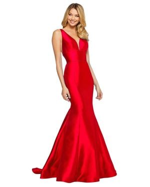 Sherri Hill Deep V-Neckline Prom Dress - Red