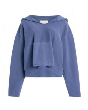 Les Tien Rachel Raw Crop Hoodie - Blue
