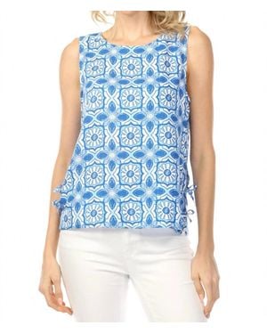 Charlie b Side Ties Printed Sleeveless Top - Blue