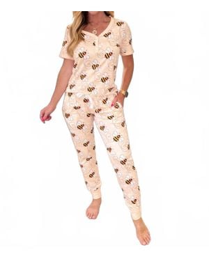 Shirley Stone Short Sleeve Jogger Pajama Set - Pink
