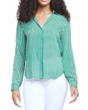 L'Agence Holly Button Down Blouse - Green