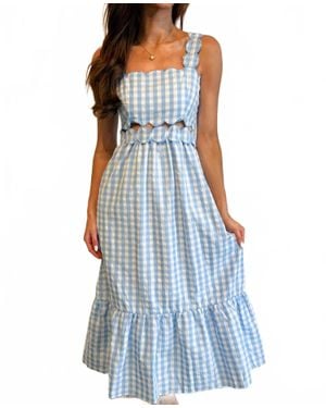 Day + Moon Spring Scallop Detailed Dress - Blue