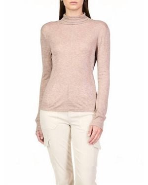 Sanctuary Exposed Seams Mock Neck Top - Natural