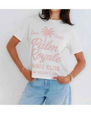Sunny Somewhere Palm Royale Tennis Everyday Tee - White