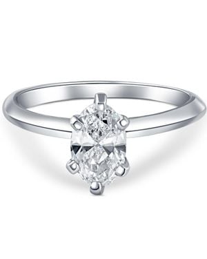 Pompeii3 Certified Platinum 1 Ct Oval Cut Natural Diamond Solitaire Engagement Ring G/Si1 Size: 7 - White