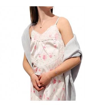 Theme Girl's Margot Vintage Satin Tank Top With Lace Trim - White