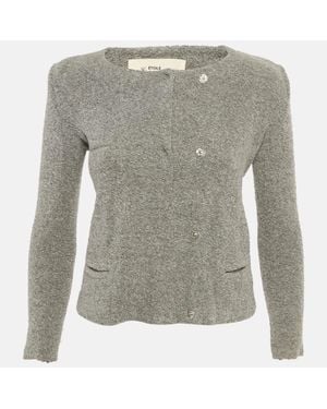 Isabel Marant Etoile Textured Knit Button Front Cardigan - Gray