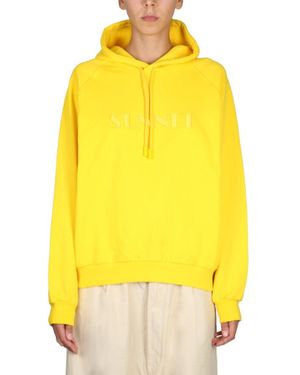Sunnei Relaxed-Fit Drawstring Hood Sweatshirt - Yellow