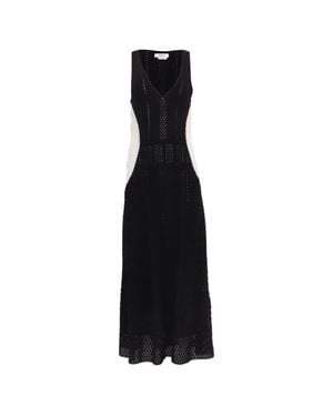 Jason Wu Sleeveless Color-Block Macrame Maxi Dress - Black