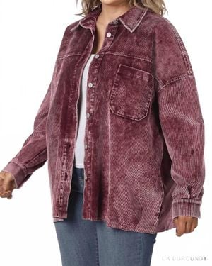Zenana Vintage Vibes Shacket - Purple