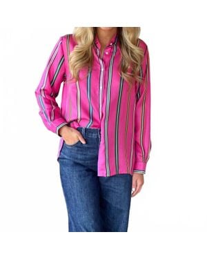 Vilagallo Silk Striped Blouse - Pink