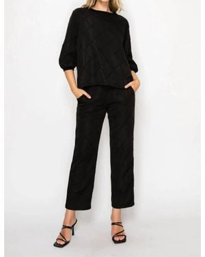 Joh Stretch Knit Pointe With Textured Woven Pants - Black