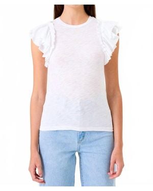 Goldie Sleeveless Double Ruffle Tee - White