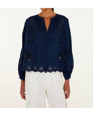 FARM Rio Artisanal Long Sleeve Blouse - Blue