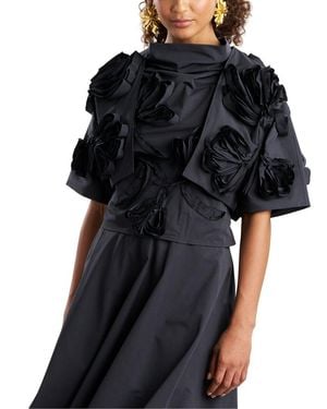 Natori Tech Taffeta 3D Embroidered Bolero - Black