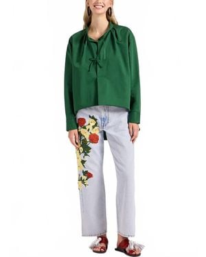 La DoubleJ Embroidered Barrel Jean - Green