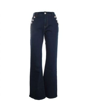oolala Button Trim Denim Jean - Blue
