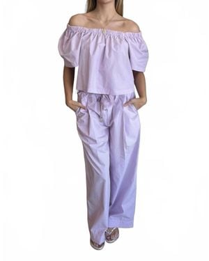 Stateside Poplin Drawstring Pull-On Pants - Purple