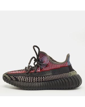 Yeezy Knit Fabric Boost 350 V2 Lace Up Sneakers - Brown