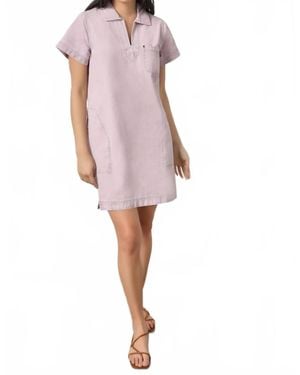 Lilla P Twill Split Neck Collared Dress - Pink