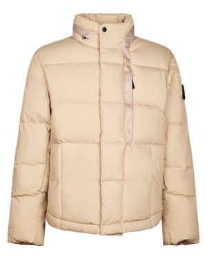 Stone Island Quilted High Collar Casual Jacket - Natural