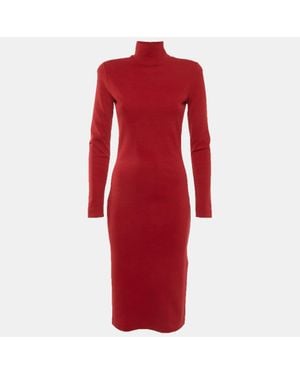 DSquared² Stretch Knit Turtleneck Midi Dress - Red