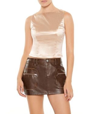 Forever 21 Sleeveless Satin Tank Top - Brown