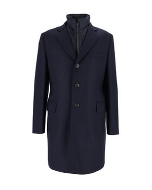 Fay Tailored Double-Breasted Coat - Blue