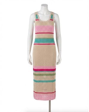 Z Supply Ibiza Stripe Crochet Sweater Midi Dress - White