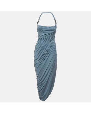 C.dam C. Dam Stretch Crepe Ruched Maxi Dress - Blue