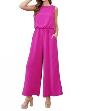 Kld. Signature Sleeveless Bubble Hem Wide Leg Jumpsuit - Pink
