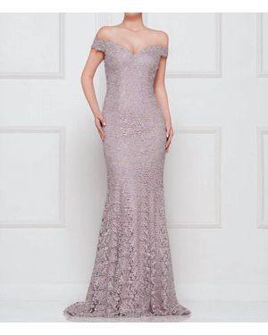 Marsoni by Colors Off Shoulder Lace Gown - Purple