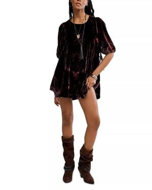 Free People Maye Printed Velvet Dress - Black