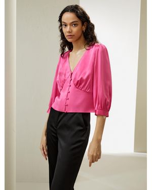 LILYSILK Fitted Retro Corset Silk Top For - Pink