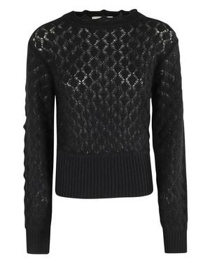 Blumarine Openwork Design Crew Neck Knit - Black