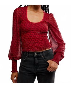 Free People Dottie Knit Top - Red