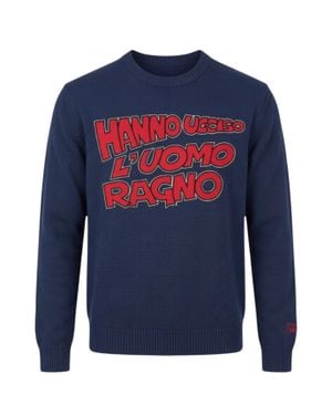 MC2 Saint Barth Wool-Blend Graphic Crewneck Sweater - Blue