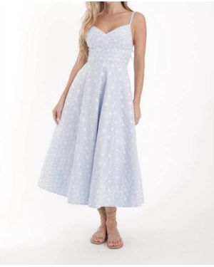 Karina Grimaldi Auri Embroidered Midi Dress - Blue