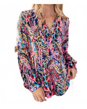 White Birch Print Blouse - Red