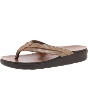 SAS Freedom Metallic Leather Flip-Flops - Brown