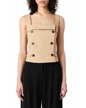 French Connection Double Breasted Cotton Top - Black