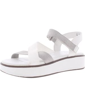 Naturalizer Balena Open Toe Ankle Strap Flat Sandals - White