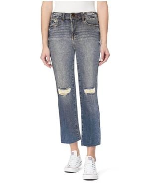 Kensie High Rise Raw Hem Slim Crop Jean - Blue