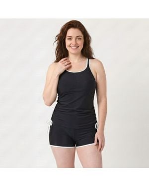 Calypsa Maya Tankini Swim Top With Removable Cups Two-Toned Collection - Black