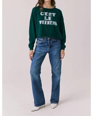 Chaser Brand C'Est Le Weekend Long Sleeve Sweatshirt - Blue